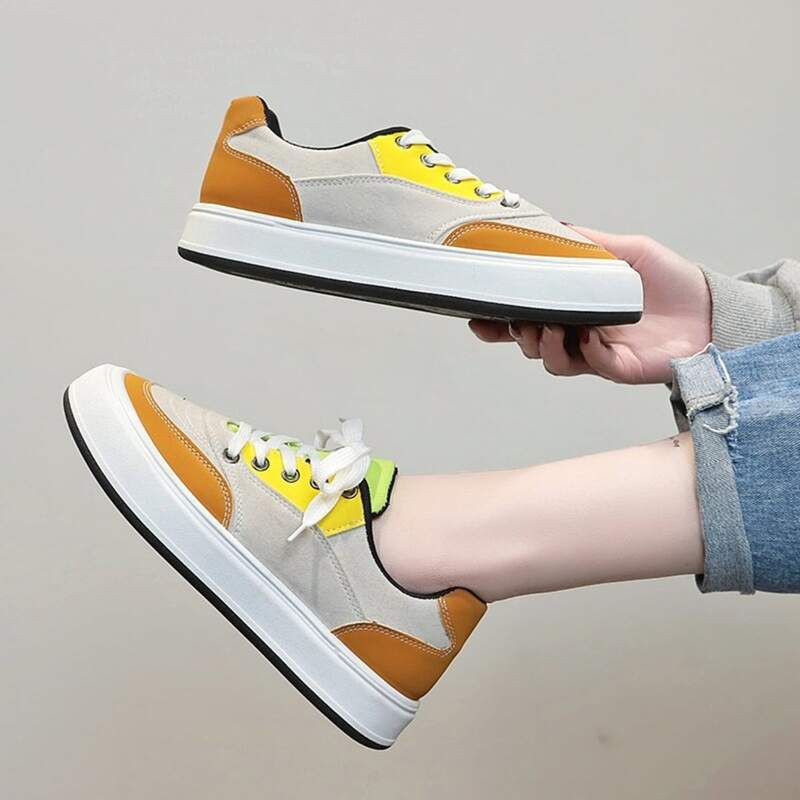 

Colorblock Lace-up Skate Shoes, Multicolor