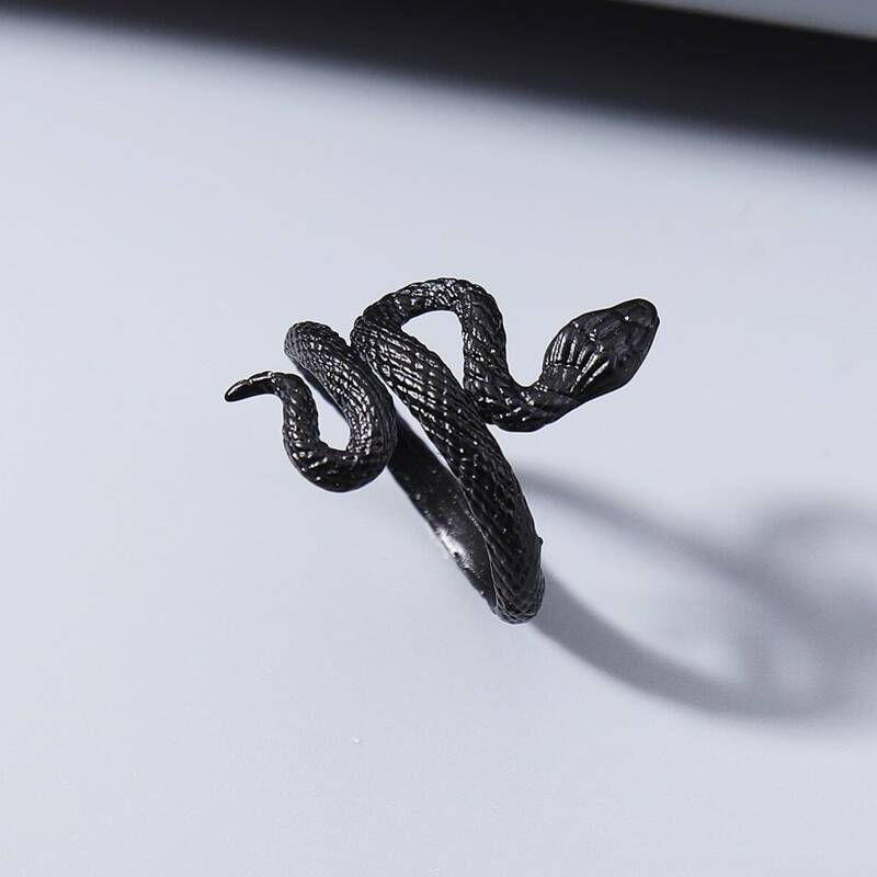 

Guys Snake Design Ring, Black