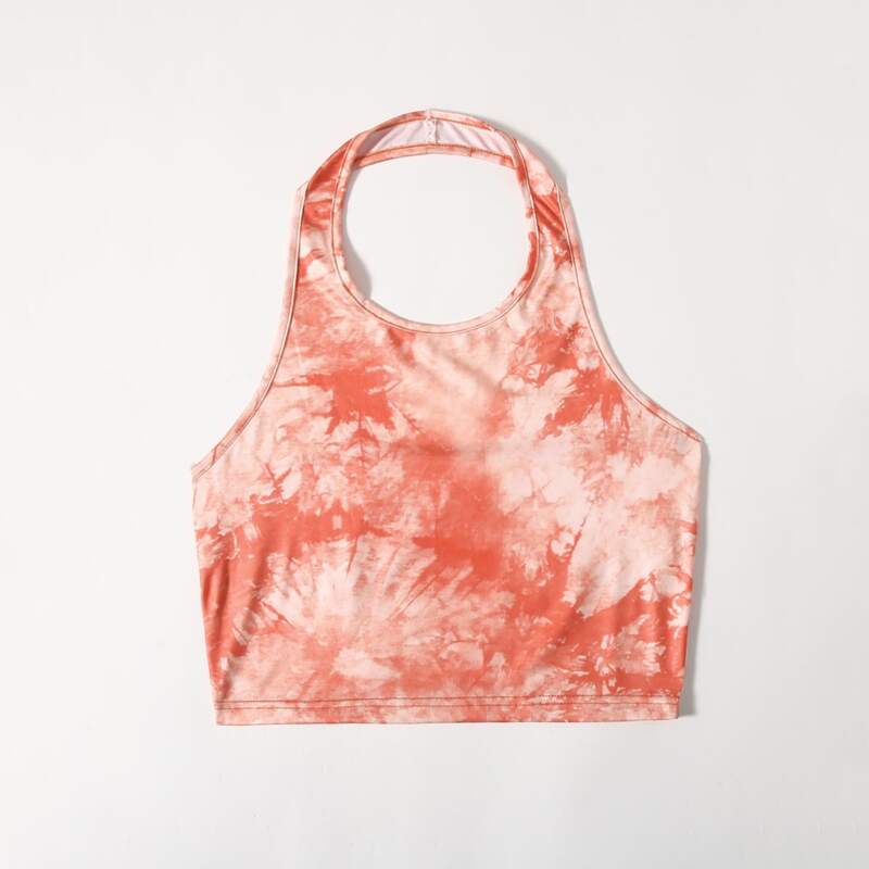 

Tie Dye Halter Crop Top, Multicolor