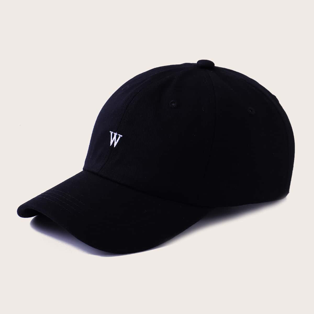 

Letter Embroidered Baseball Cap, Black