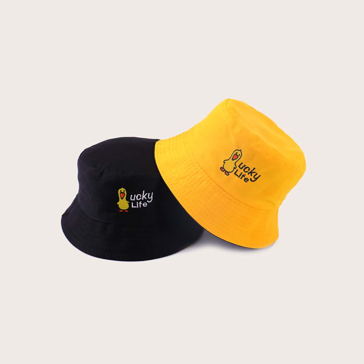

1pc Letter & Cartoon Embroidered Reversible Bucket Hat, Multicolor