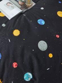 Planet Print Kids Duvet Cover Without Filler - Black - View 4