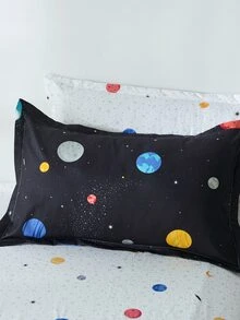 Planet Print Kids Duvet Cover Without Filler - Black - View 8