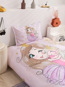 Set colcha de niños con estampado de niña sin relleno - Púrpura malva - Ver 8