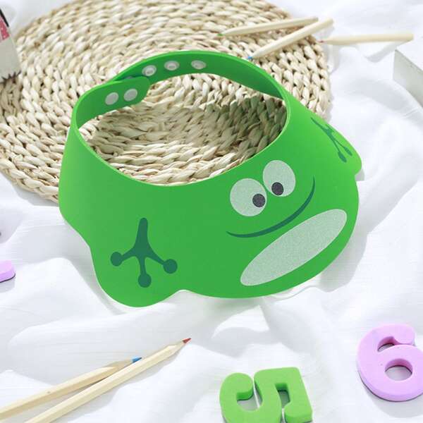 

1pc Kids Frog Design Shampoo Cap, Green