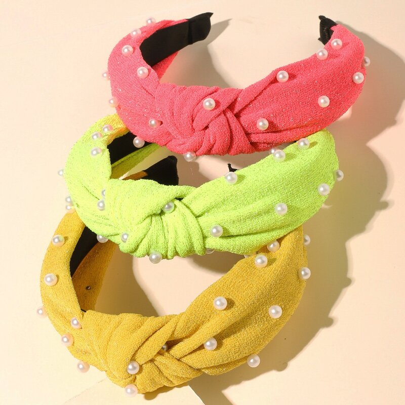 

3pcs Faux Pearl Decor Headband, Multicolor