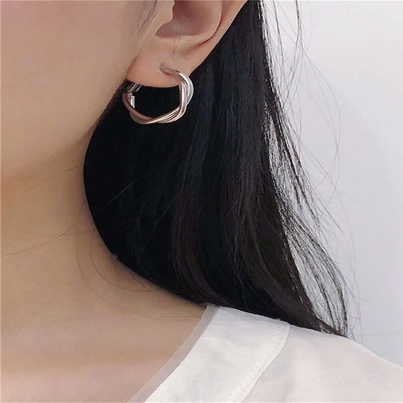 

Twist Hoop Earrings, Silver