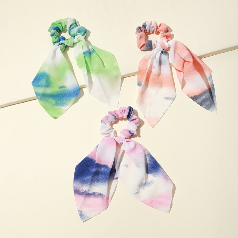 

3pcs Tie Dye Scrunchie Scarf, Multicolor