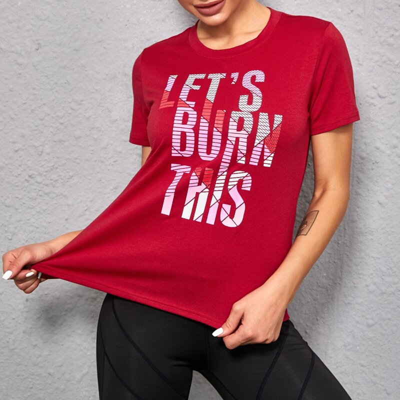 

Slogan Graphic Sports Tee, Burgundy