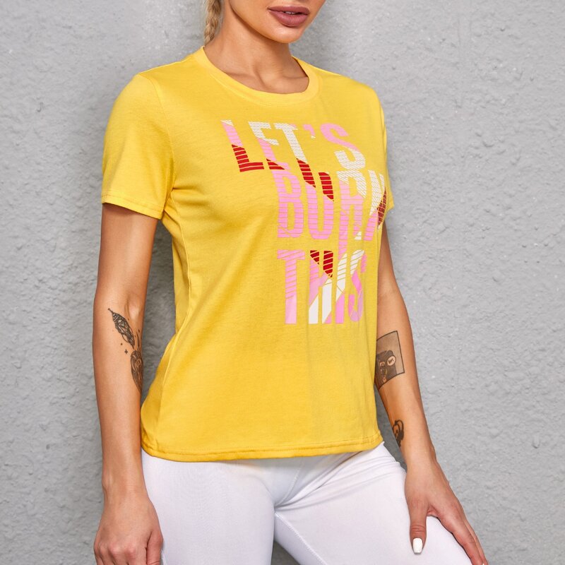 

Slogan Graphic Sports Tee, Yellow