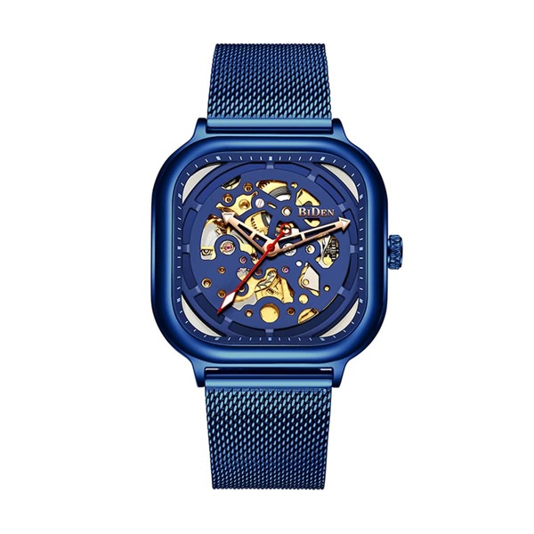 

Men Mesh Strap Skeleton Dial Mechanical Watch