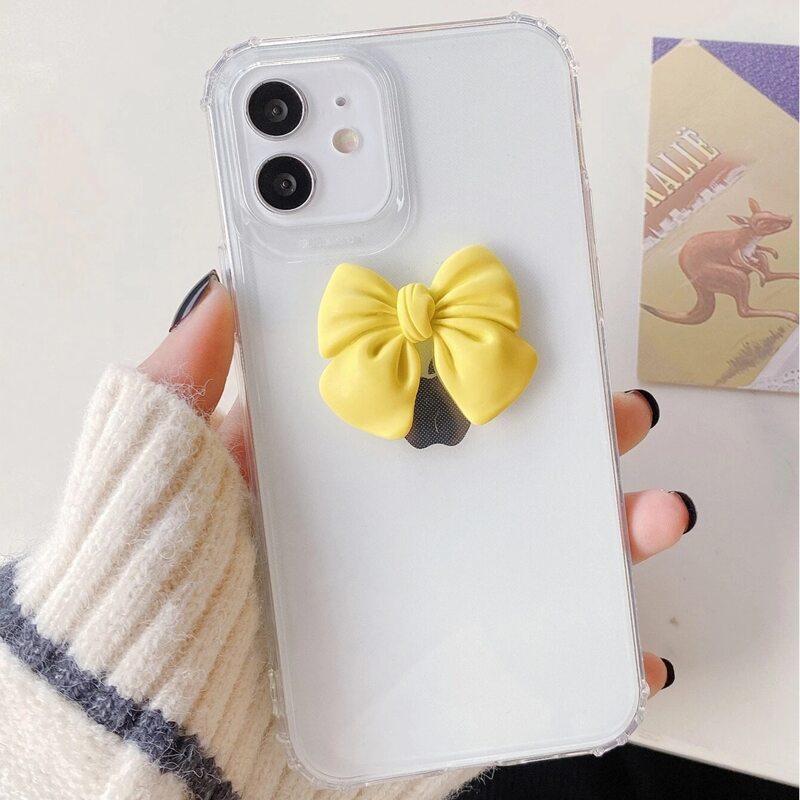 

Bow Decor Clear Phone Case, Yellow