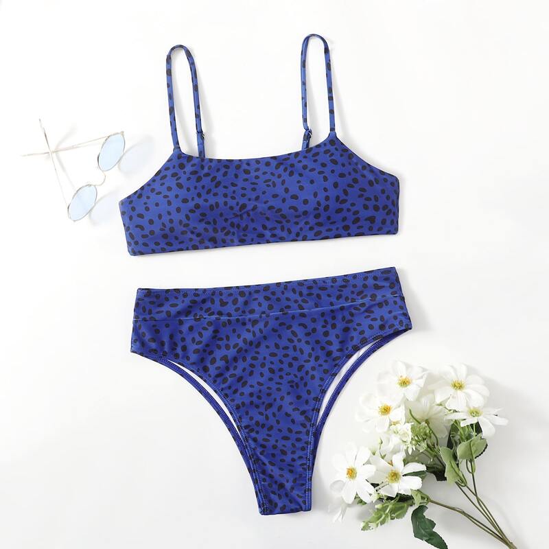 

Dalmatian Print Bikini Swimsuit, Navy blue
