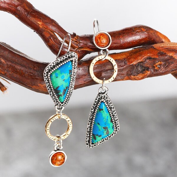 

Geometric Design Vintage Earrings, Multicolor