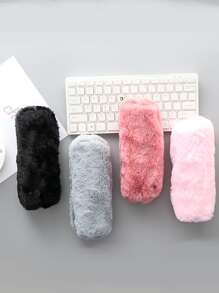 1pc Plain Plush Random Pencil Bag - Multicolor - View 1