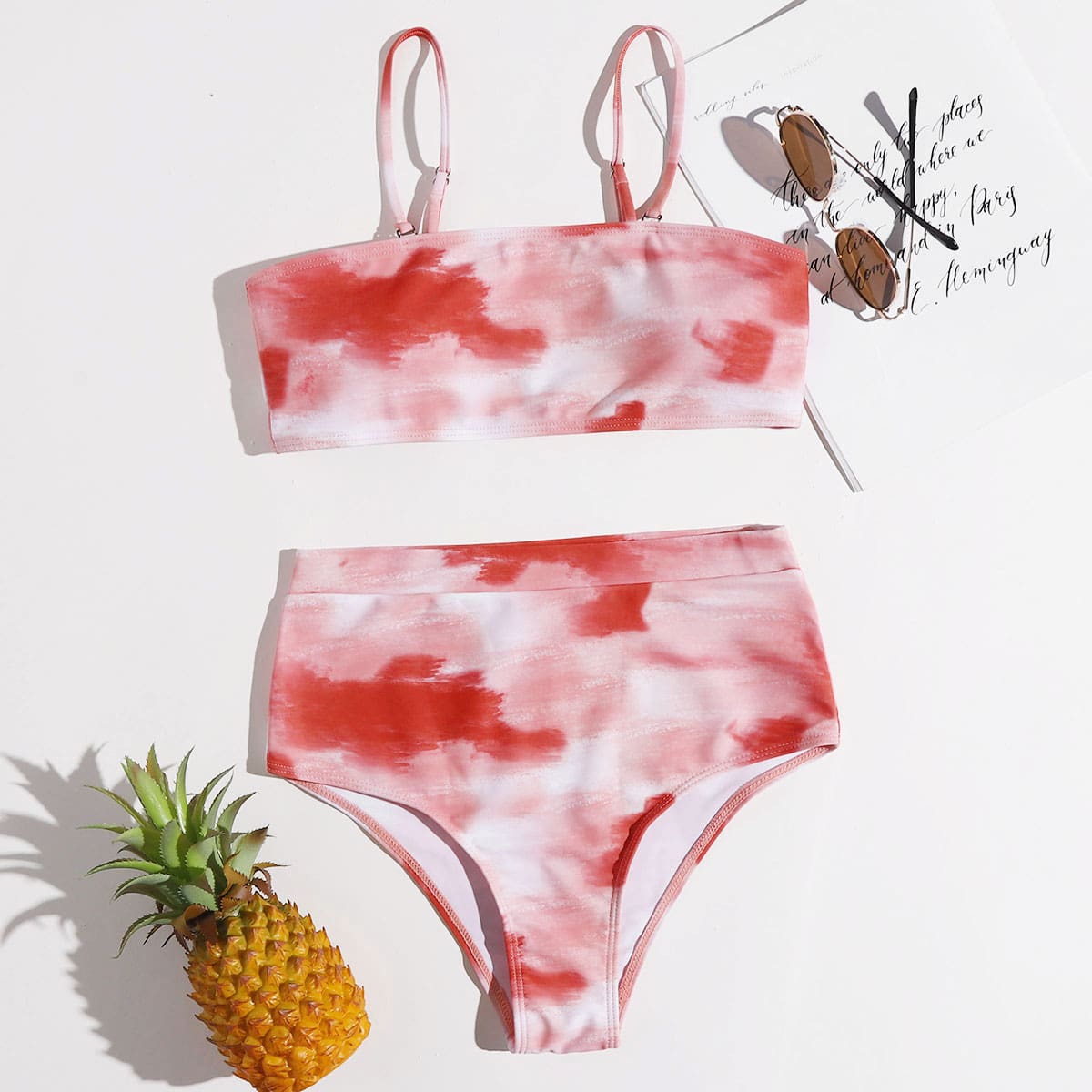 

Tie Dye High Waist Bikini Swimsuit, Pink
