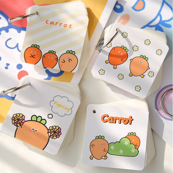 

1pc Carrot Print Random Ring Memo Pad, Multicolor