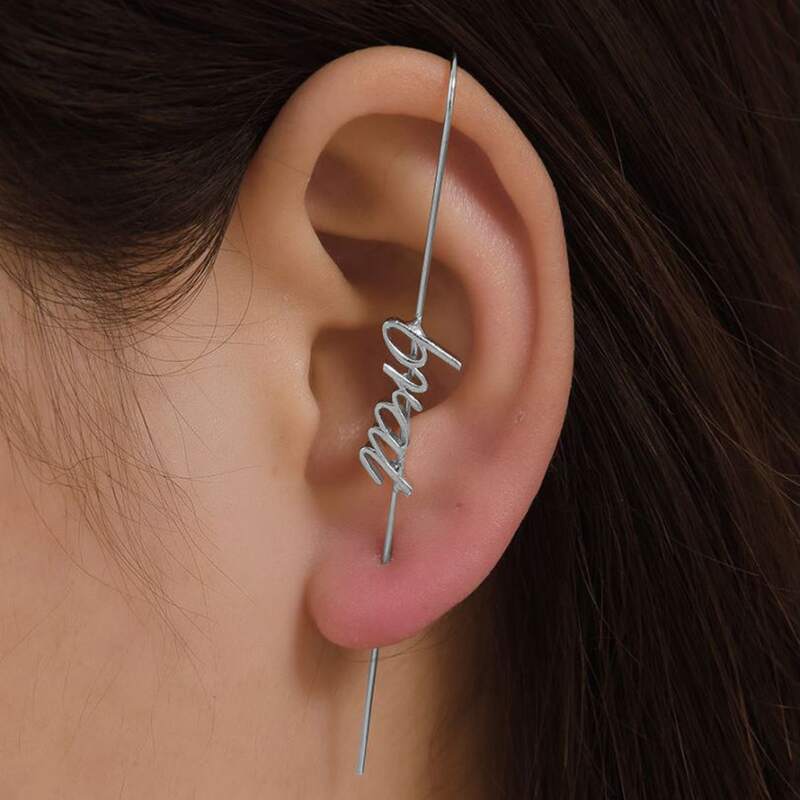 

1pc Letter Decor Earring, Silver