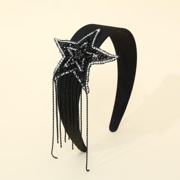 

Rhinestone Star Decor Hair Hoop, Black
