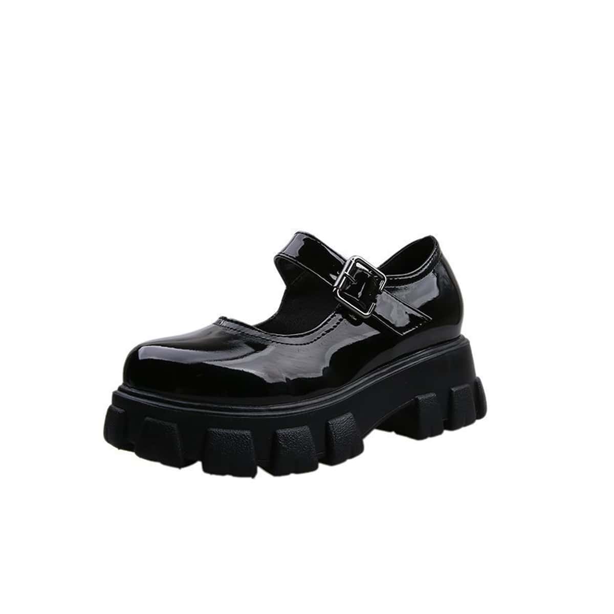 

Simple Round Toe Mary Jane Wedges, Black