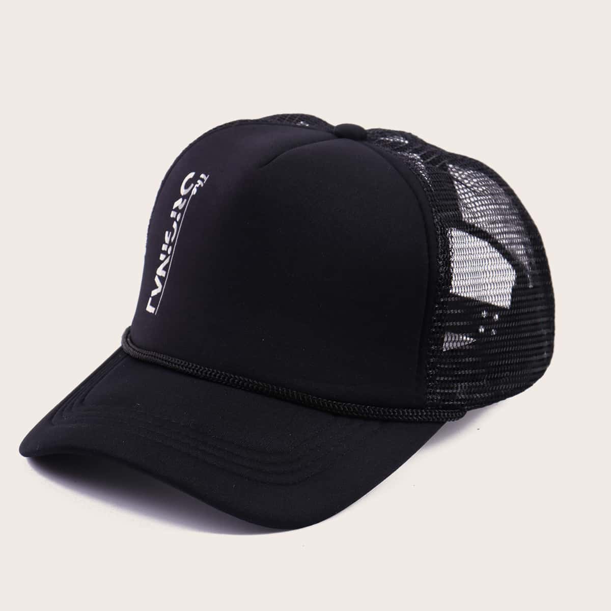 

Guys Letter Graphic Baseball Cap, Black