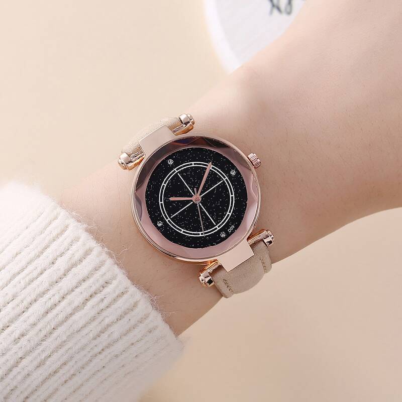 

Rhinestone Decor Starry Sky Dial Quartz Watch