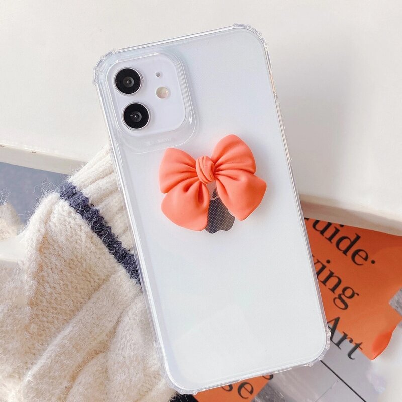 

Bow Decor Clear Phone Case, Orange
