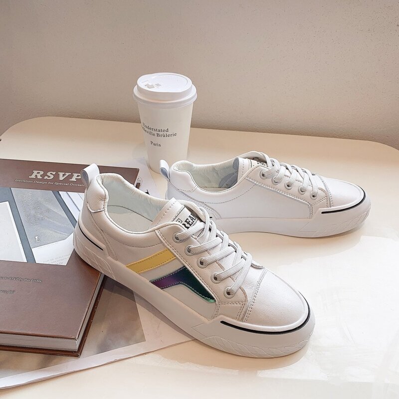 

Holographic Lace-up Skate Shoes, White