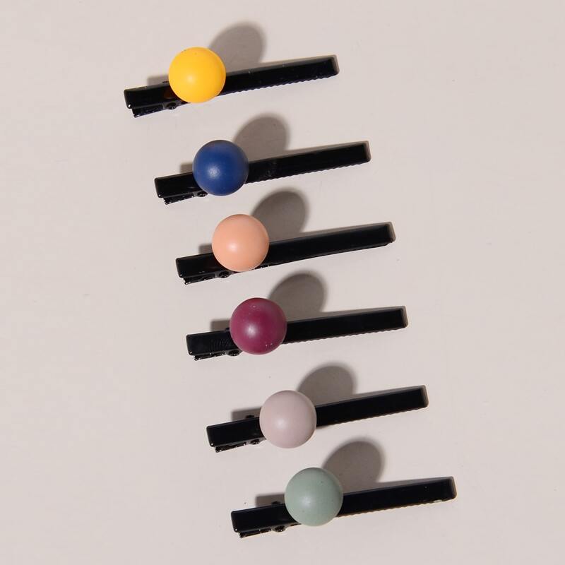 

6pcs Ball Decor Hair Clip, Multicolor