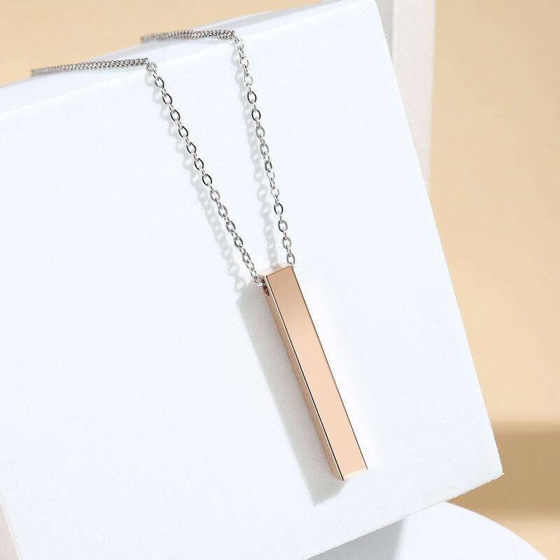 

Guys Pillar Bar Charm Necklace, Rose gold
