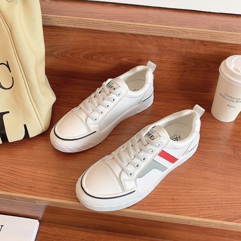 

Striped Lace-up Skate Shoes, White