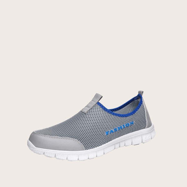 

Letter Graphic Mesh Panel Sneakers, Grey