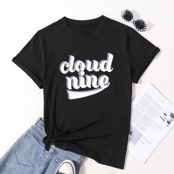 

Plus Slogan Graphic Tee, Black