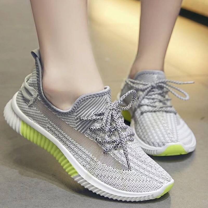

Lace-up Knit Sneakers, Grey