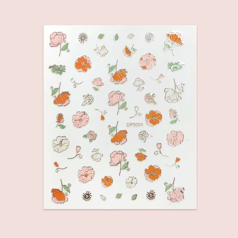 

1sheet Flower Pattern Nail Art Sticker, Multicolor