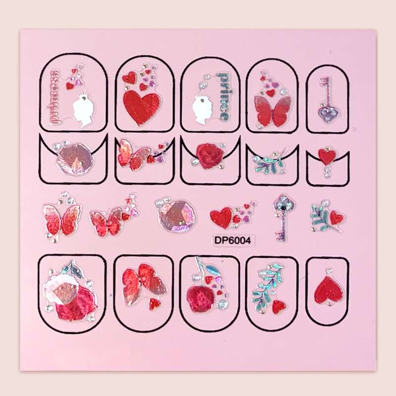 

1sheet Butterfly & Heart Pattern Nail Art Sticker, Multicolor