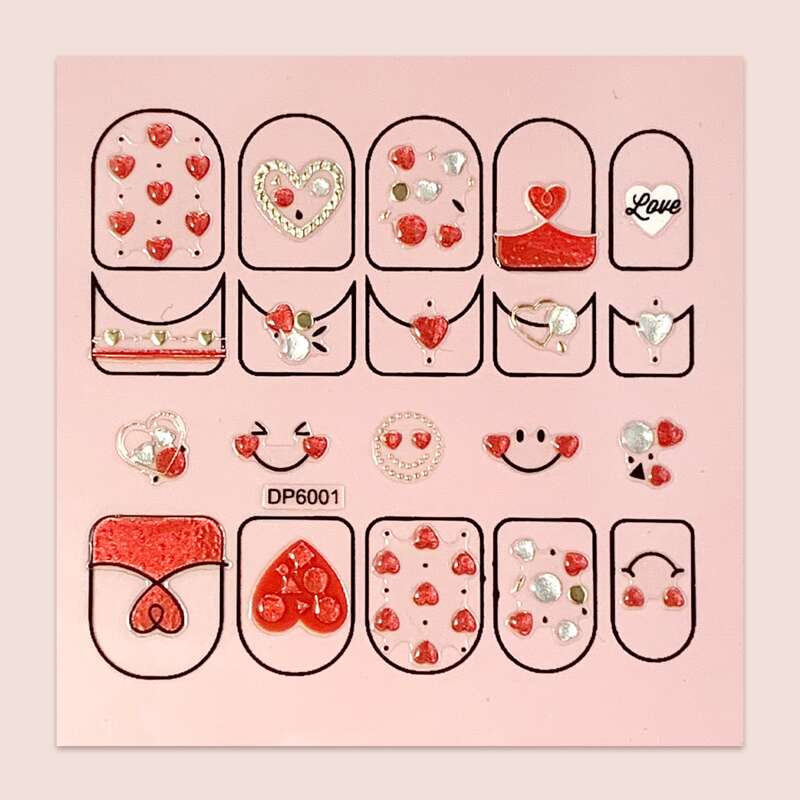 

1sheet Heart Pattern Nail Art Sticker, Multicolor