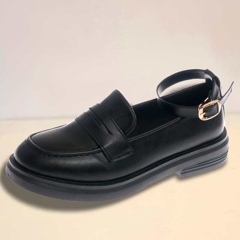 

Ankle Strap Slip On Loafers, Black
