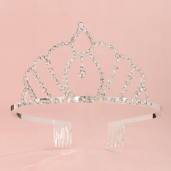 

Rhinestone Crown Design Headband, Silver