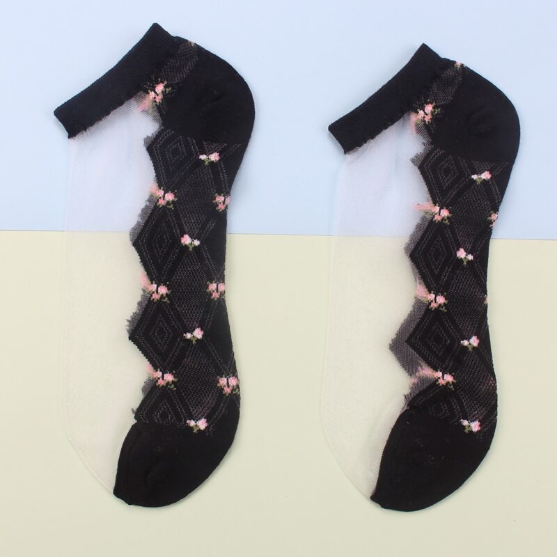 

Flower Pattern Socks, Black