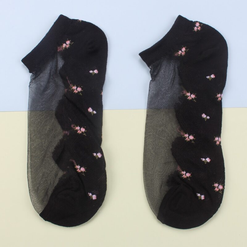 

Flower Pattern Socks, Black