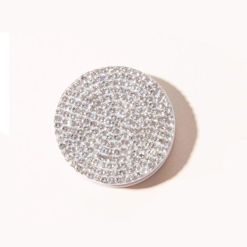 

1pc Rhinestone Decor Round Phone Holder, Silver