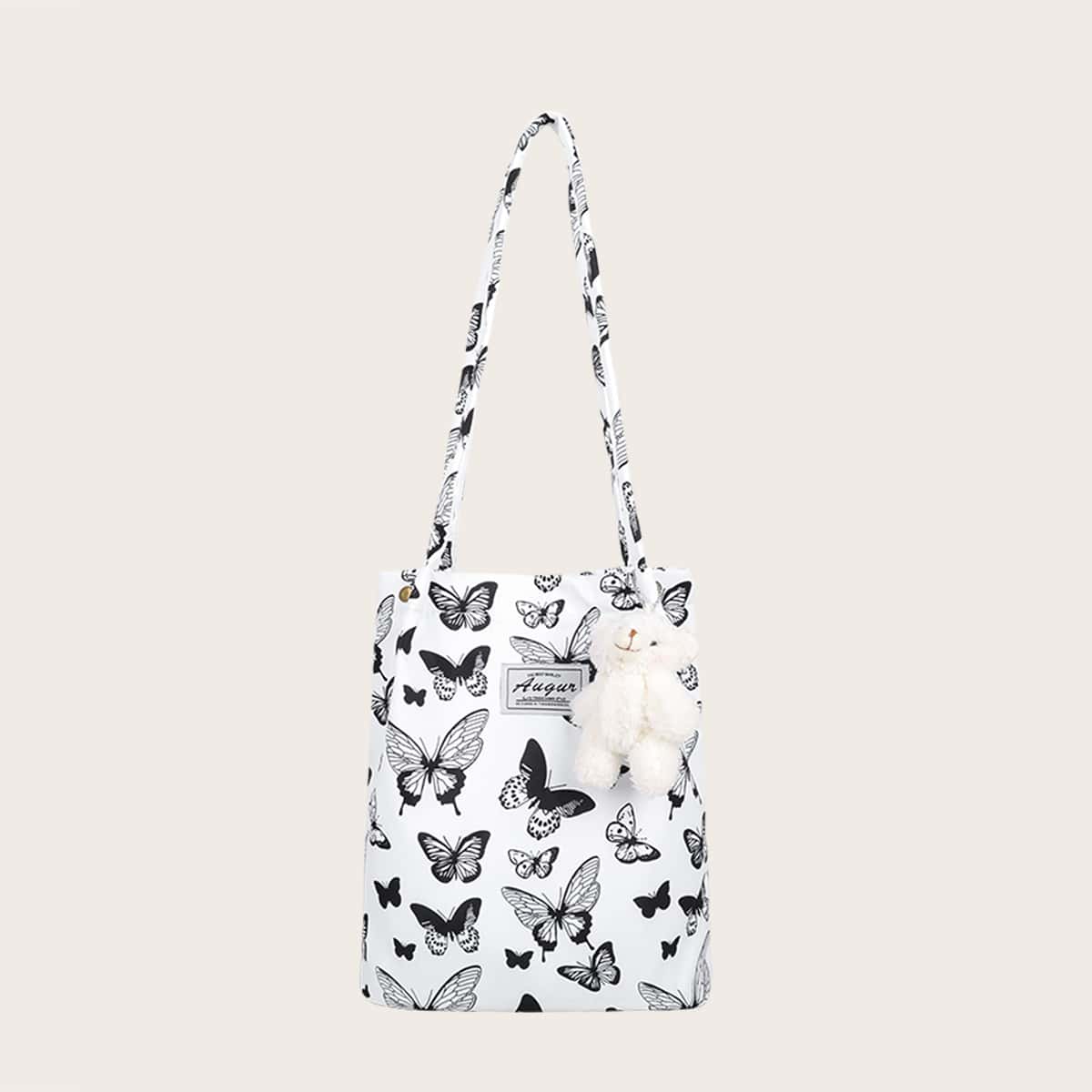 

Butterfly Tote Bag, Black and white
