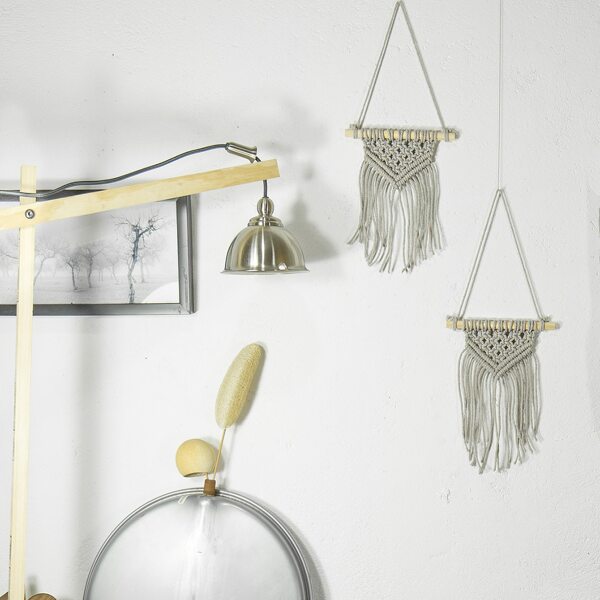 

1pc Macrame Woven Wall Hanging, Light grey