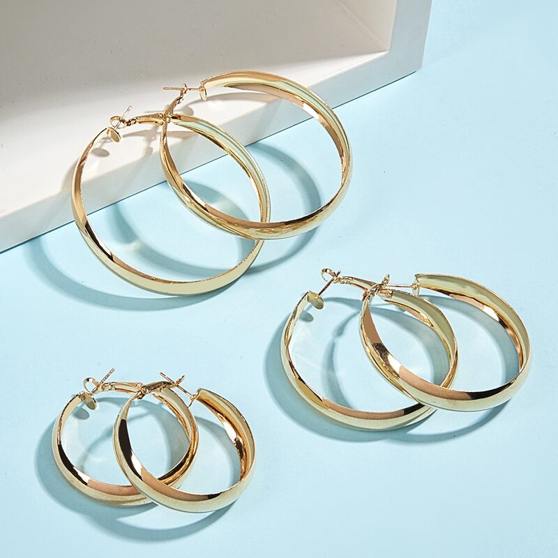 

3pairs Minimalist Hoop Earrings, Gold