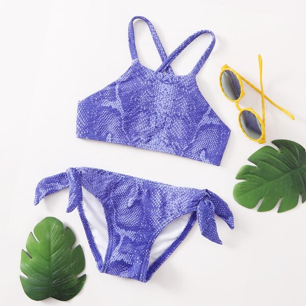 

Toddler Girls Snakeskin Bikini Swimsuit, Blue