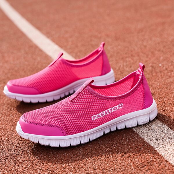 

Letter Graphic Mesh Panel Sneakers, Hot pink