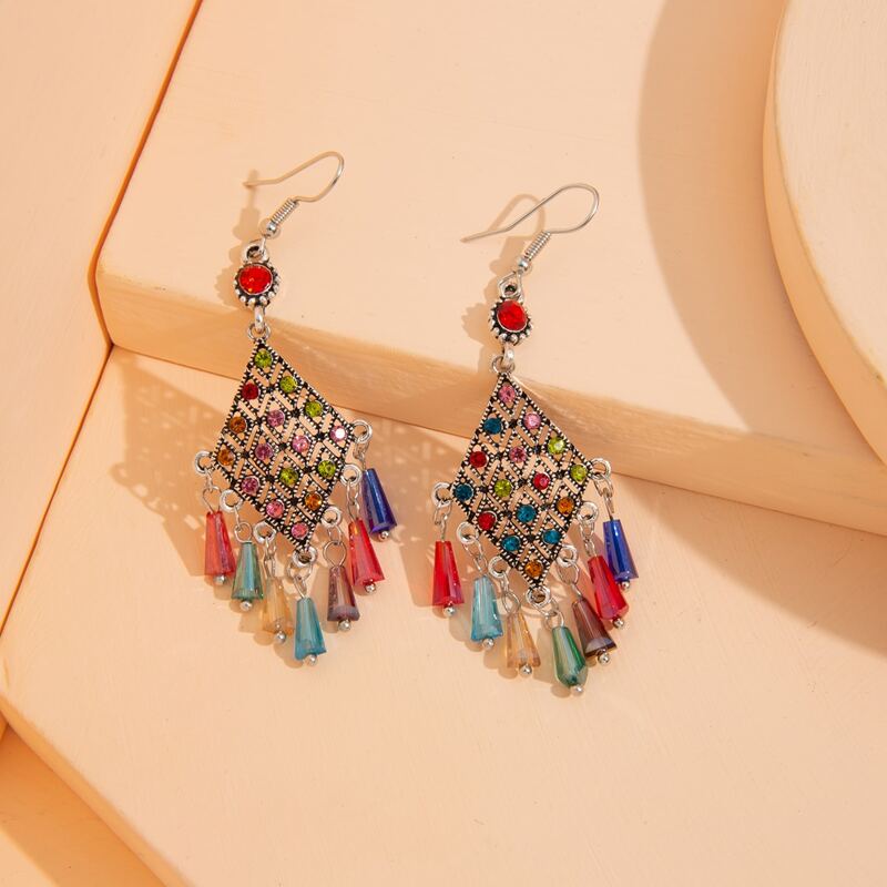 

Crystal Tassel Charm Drop Earrings, Multicolor