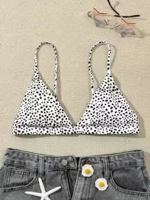 SHEIN Swim Áo bikini Tất cả trên in Gợi cảm - Đen và trắng - Xem 3