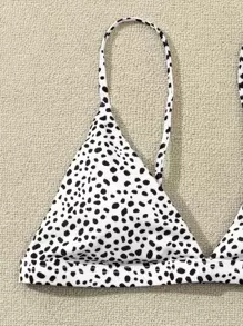 SHEIN Swim Áo bikini Tất cả trên in Gợi cảm - Đen và trắng - Xem 4